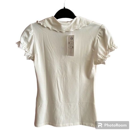 - NWT Nanette Lepore Cream Short Sleeve Top Size XS - Picture 2 of 4